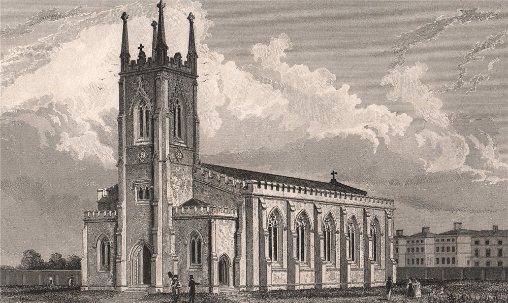 The new church, Maidstone. Kent. BARTLETT 1829 old antique print picture